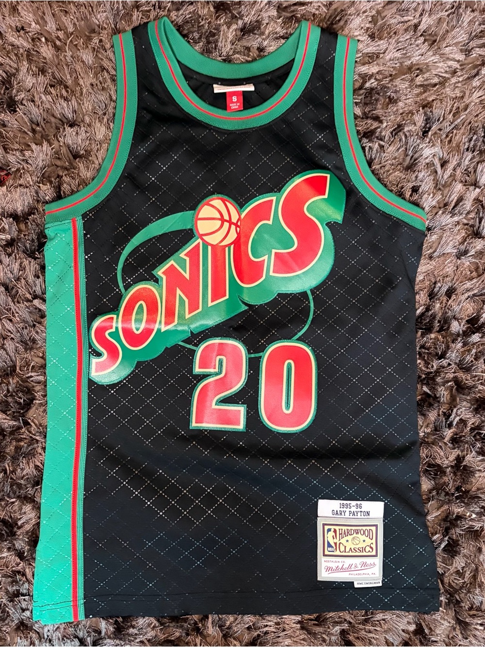 Mitchell & Ness Seattle Supersonics Gary Payton #20 Jersey Black Green Size S